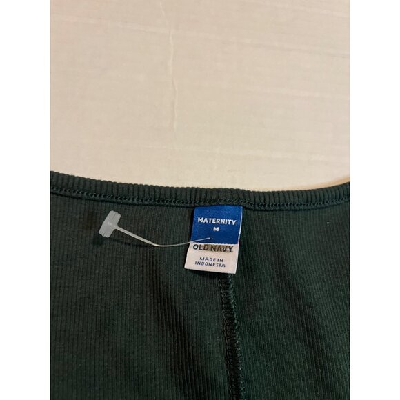New Old Navy M Maternity Long-Sleeve Henley Midi/ maxi Dress Rib-Knit Dark Green - Picture 4 of 13